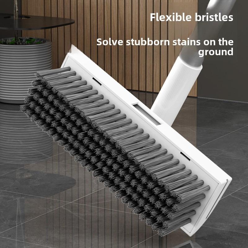 3-in-1 High-Efficiency Ergonomic Long Handle Floor Cleaning Kit Durable Broom Dustpan & Brush Set for Home Office School Dorms with Extended Scraper Non-Stick Hair Foldable Storage