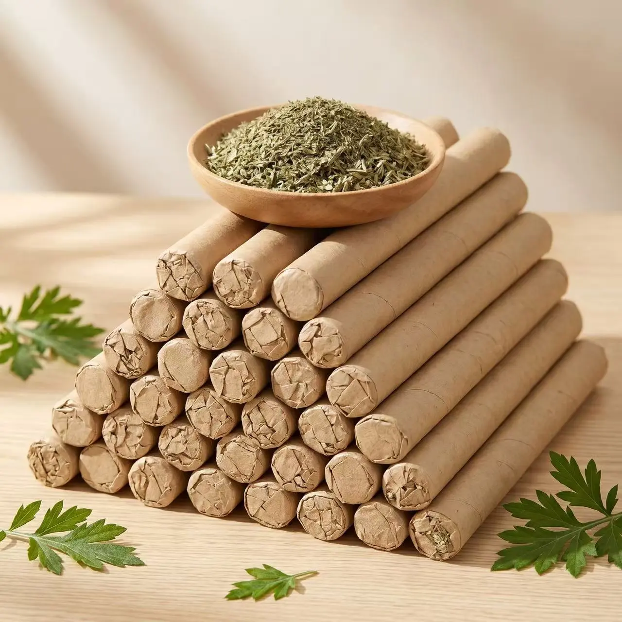 Organic Mugwort Scented Incense Sticks 10/20/30/50- Pack Slow Burn Aromatherapy for Indoors, Home Fragrance, Daily Consumer Use, Natural Herbal Incense for living outdoor/ room/bathroom/balcony/warehouse