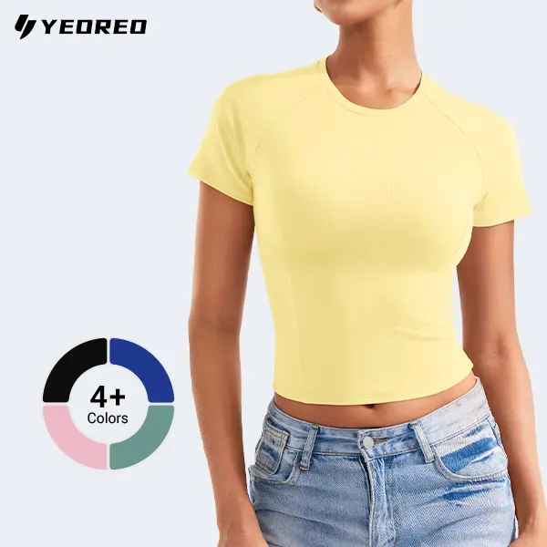YEOREO Women's Slim Fit Crew Neck Short Sleeve Quick-Dry Breathable Cotton Sports Top - Essential Basic Streetwear T-Shirt for Summer Casual & Workout Use,back to school,back to school haul