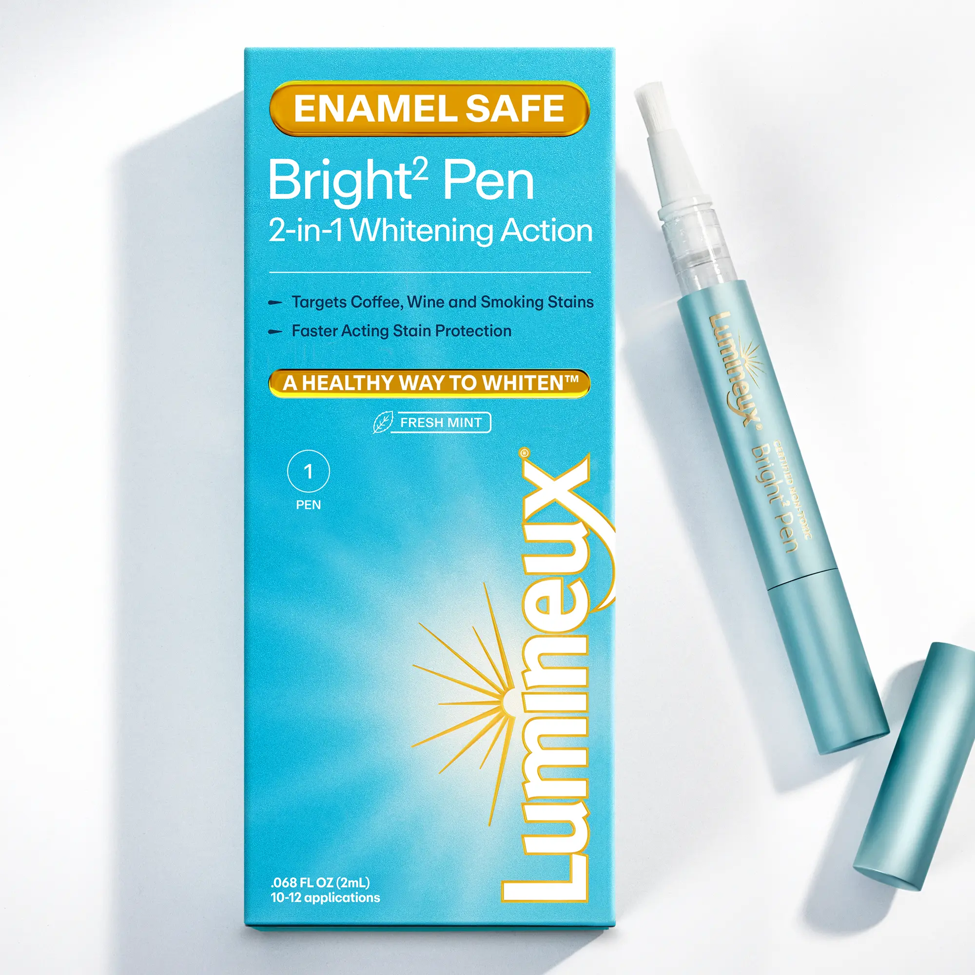 Lumineux 2-in-1 Whitening Pen (1 Pack) Enamel Safe - Whiten Without The Sensitivity - Removes Coffee, Tea, and Smoking Stains