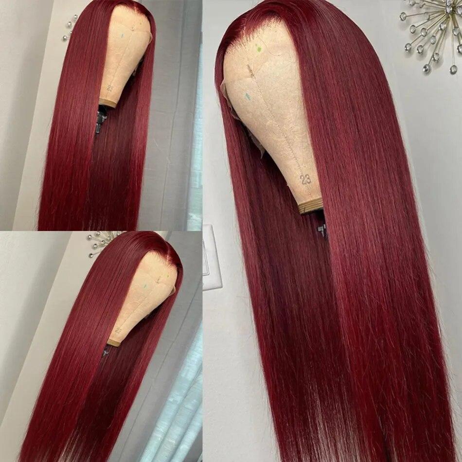 [Super Deal] Hot Star 99J Burgundy Colored HD Lace Front Human Hair Wigs 13x6 Lace Frontal Human Hair Wigs For Women Raw Indian Straight and Body Wave Wigs