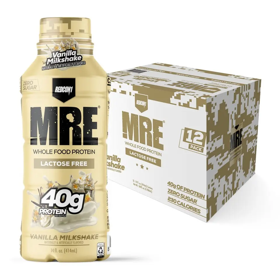 REDCON1 MRE Ready to Drink Protein Shakes, 40grams Protein Drinks with Whole Food Sources - Sugar Free RTD Protein Shake (12 Pack)