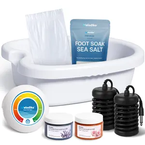 Foot Spa Bath Machine for Home Use, Premium Foot Soaking Set with Basin, Includes 3 Sea Salts (Original/Rose/Lavender), 2 Arrays & Accessories, Ideal Gift for Parents Seniors Partner or Yourself