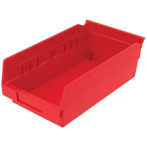 Akro-Mils 12 Pack AkroBins Plastic Storage Bins, Space-Saving Organizers, Red