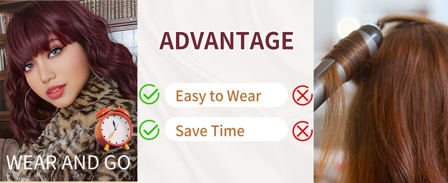 AISI HAIR Curly Bob Wig with Bangs Short Wavy Color Wigs for Women Bob Style Synthetic Heat Resistant Bob Wigs Easy To Wear Net Design