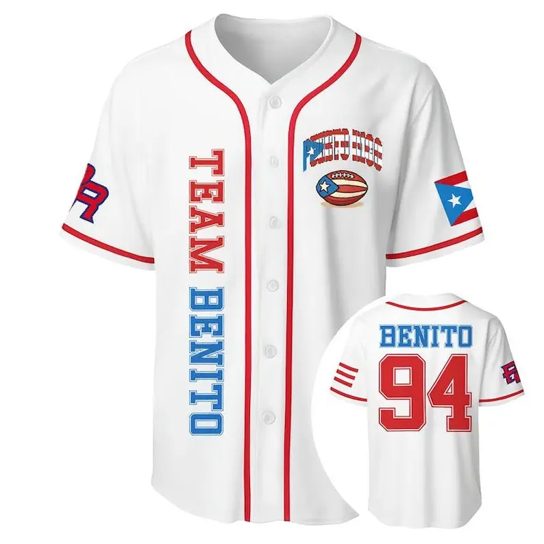 Benito 94 Team Puerto Rico Unisex Baseball Jersey – Vintage 90s Style, Casual Sportswear for Couples & Fans
