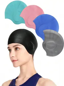 Silicone Swim Cap With Ear Pockets, Suitable For Adults And Teenagers - Protects Long Hair, Highly Elastic, Essential For Beach, Beach Accessories, Pool Floats
