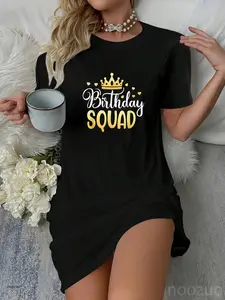 Birthday Squad Party Matching Family Group Funny Bday Team Casual Dress
