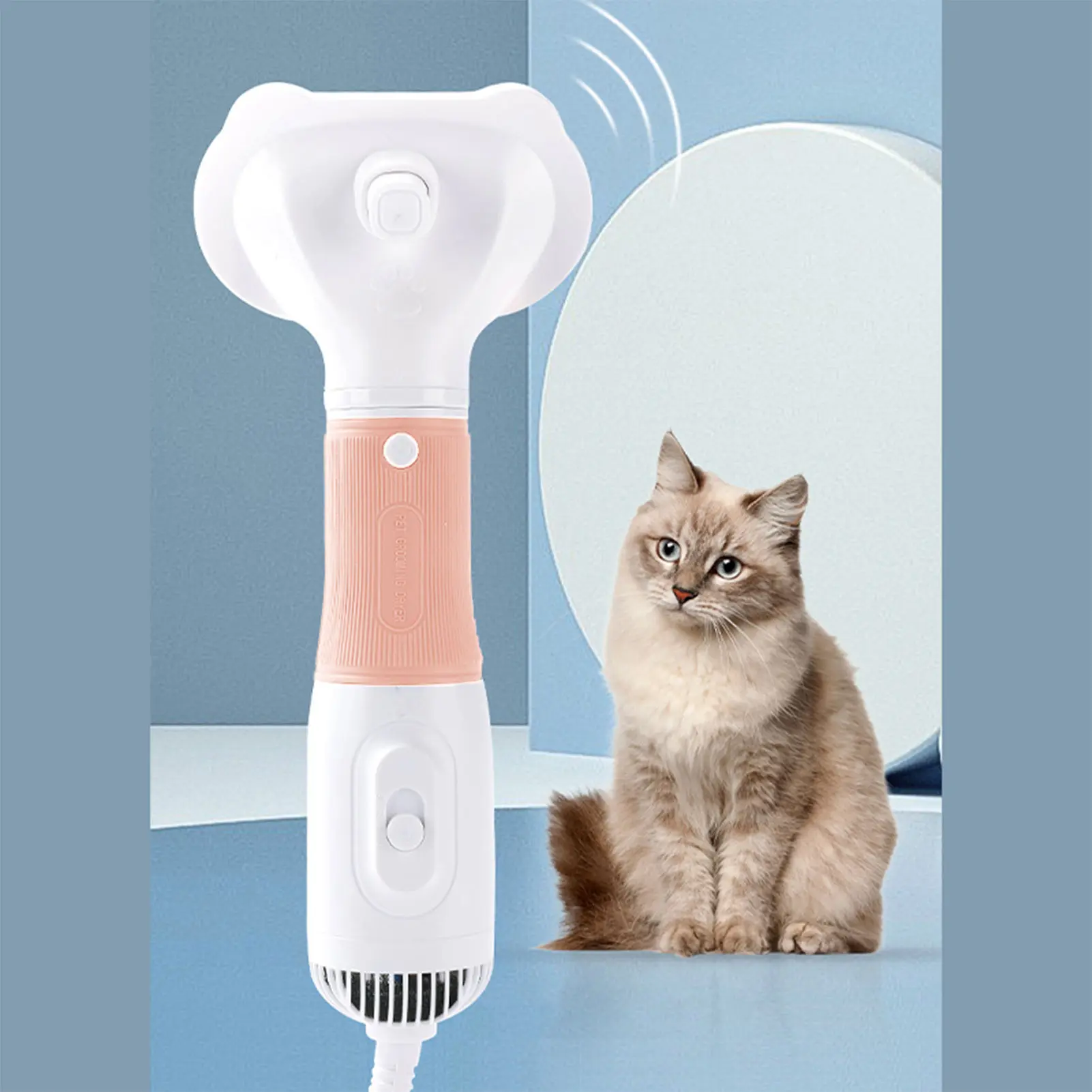 3-in-1 Pet Hair Dryer Brush for Dogs & Cats – Portable Blower & Slicker Brush, Adjustable Temperature, Overheat Protection