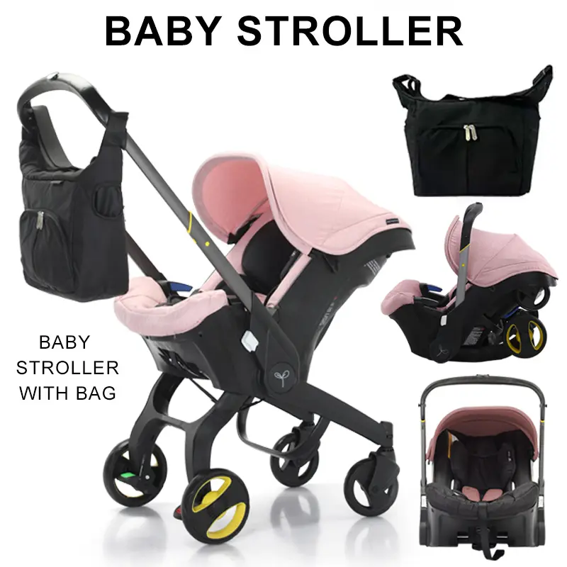 (No Base)Baby Stroller with Free Bag ,Newborn Stroller,Foldable Stroller Legs,Equipped with Chest Clip,One-Click Contraction Function,Alloy Metal Material,4-wheel Travel Toddler Stroller#SummerVibes