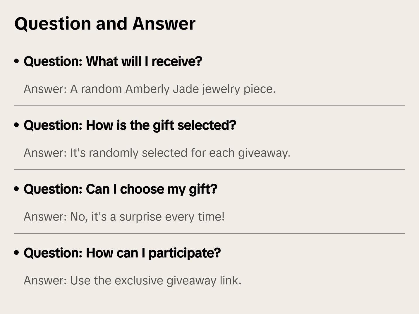 Amberly Jade Live Giveaway Gift (Exclusive Link)