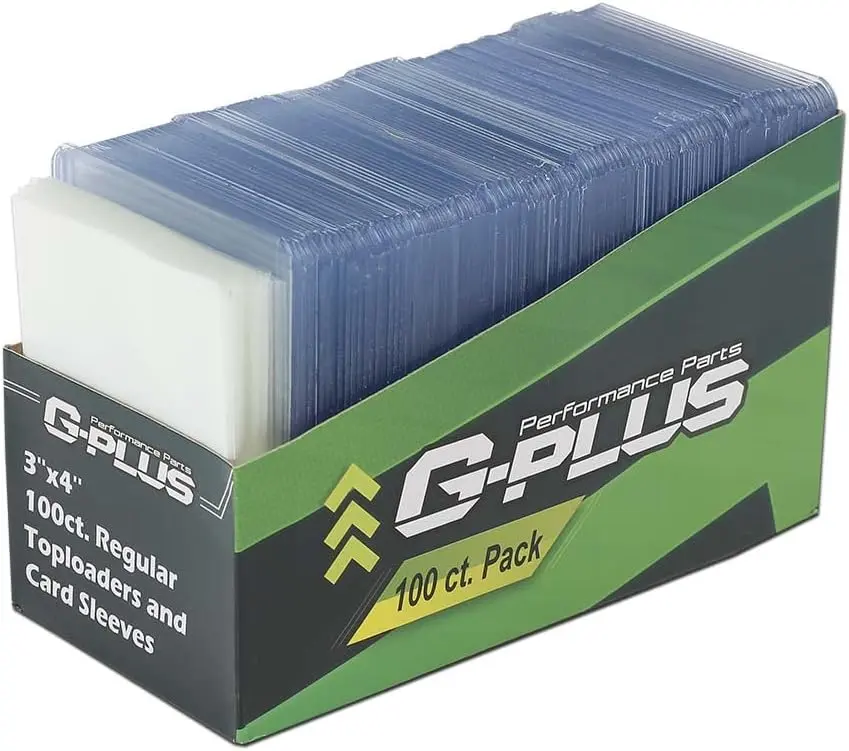 PIT66 100 Counts 3" x 4" Card Sleeves Baseball Card Protectors Collecting Trading Clear Card Sleeves 1.5MM(100 Hard Sleeves + 100 Soft Sleeves),Hard Plastic Sportcards Football Game Card Holder