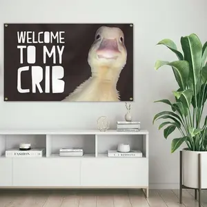 Welcome to My Crib 3x5Ft Flag Funny Banner Party Supplies Yard Tapestry for College Room Man Cave Teen Boys and Girls Wall Hanging Decoration FlagsTapestry Decor