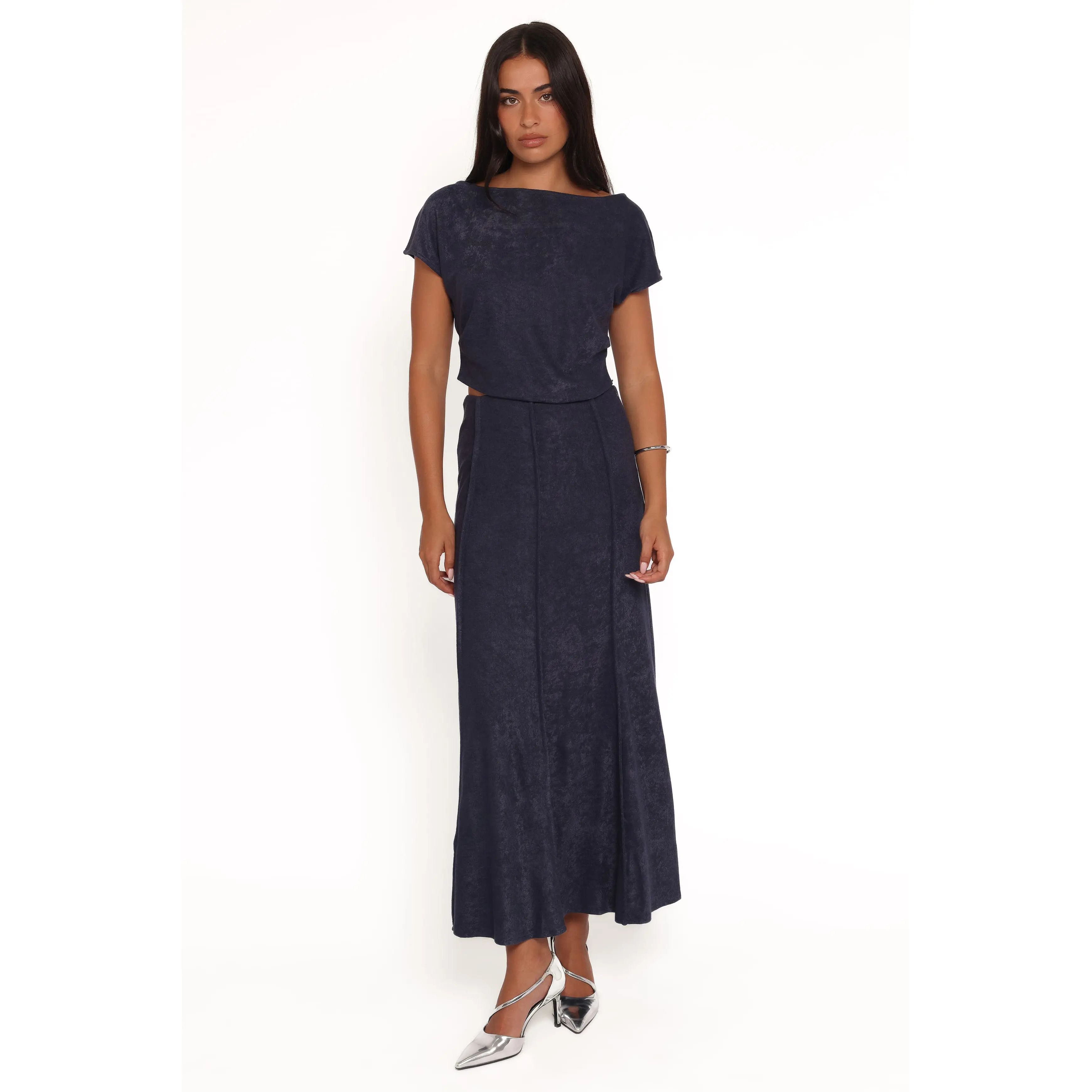 Aria Maxi Skirt Set - Denim Blue