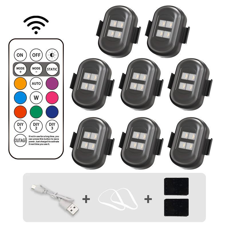 Wireless LED Strobe Light, USB Charging, IP65, Electric Vehicle Flash Aircraft Light, 7-Color Car Warning Light, Induction Universal Wireless Remote Control, Suitable for Cars, Motorcycles & UAVs