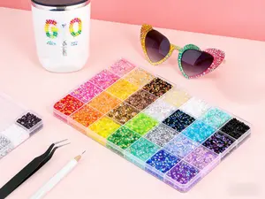 28/24 Grids 28000/30000 Resin Sequins Multi-Color Heatable Repairable Flat Gemstones with Tweezers Magnetic Pens for DIY Handmade Clothing Cups Shoes Decoration Sets