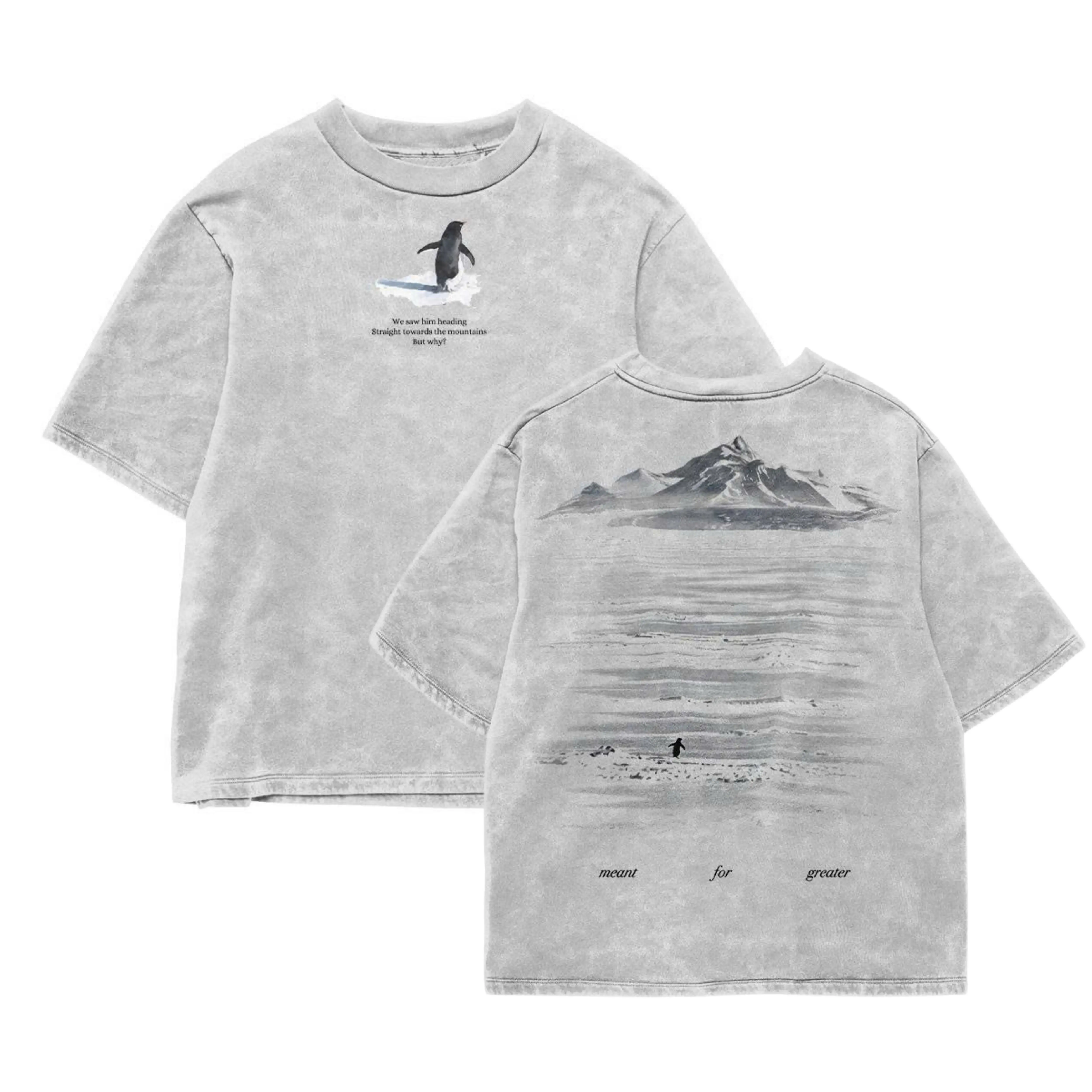 Nihilist Penguin Meant For Greater Funny Meme Washed Tee, Sweatshirt and Hoodie Graphic Tee With Werner Herzog 2007 Documentary Penguin - The Others Survived, He Lived