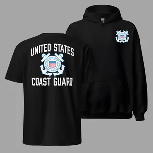 United States Coast Guard T Shirt and Hoodie 2 Sides, USCG Anchor Emblem Graphic Tee, Military Service T Shirt Hoodie, Coast Guard Apparel for Men and Women