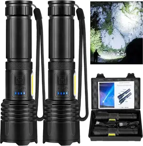 Rechargeable LED 90,000 High Lumens Flashlights,2 Pack Super Bright Flash Light with Cob,3 Modes Waterproof Powerful Flashlight for Home,Camping