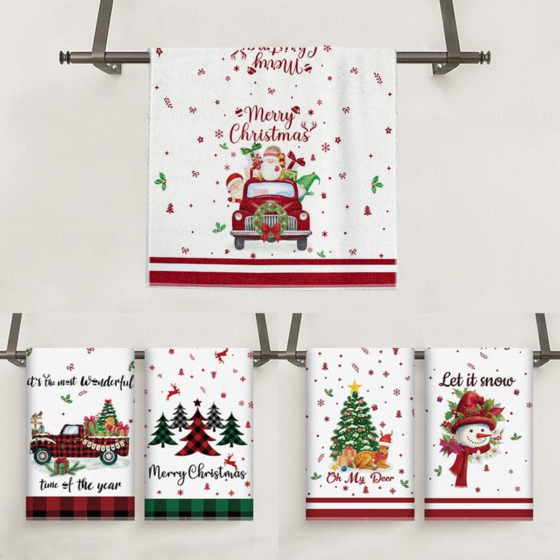 5pcs Christmas Kitchen Towel Dish Towels and Dishcloths Merry Christmas Tree Reindeer Truck Santa Claus Cartoon Design 15 x 23 Inch Holiday Home Indoor Bathroom Party Noel Decorations Hand Towels Gift Supplies 5pcs Christmas Kitchen Towel Dish Towels and Dishcloths Merry Christmas Tree Reindeer Truck Santa Claus Cartoon Design 15 x 23 Inch Holiday Home Indoor Bathroom Party Noel Decorations Hand Towels Gift Supplies
