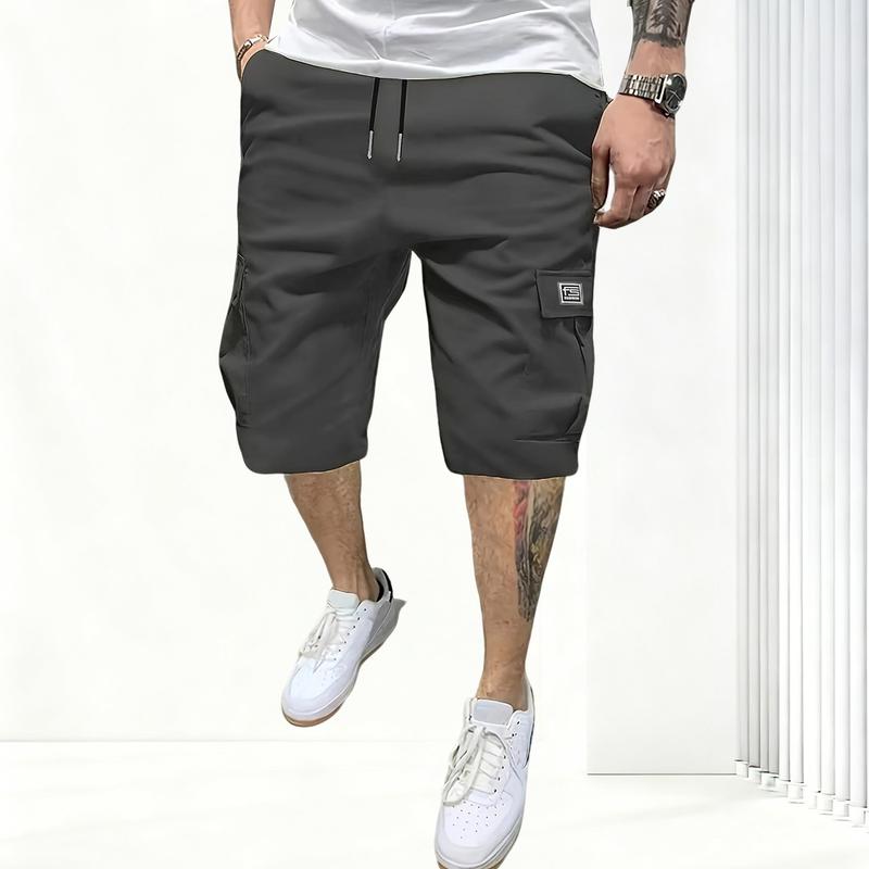 Men's Casual Cargo Shorts Classic Stretch Waistband Drawstring Outdoor Work Shorts with Multiple Pockets