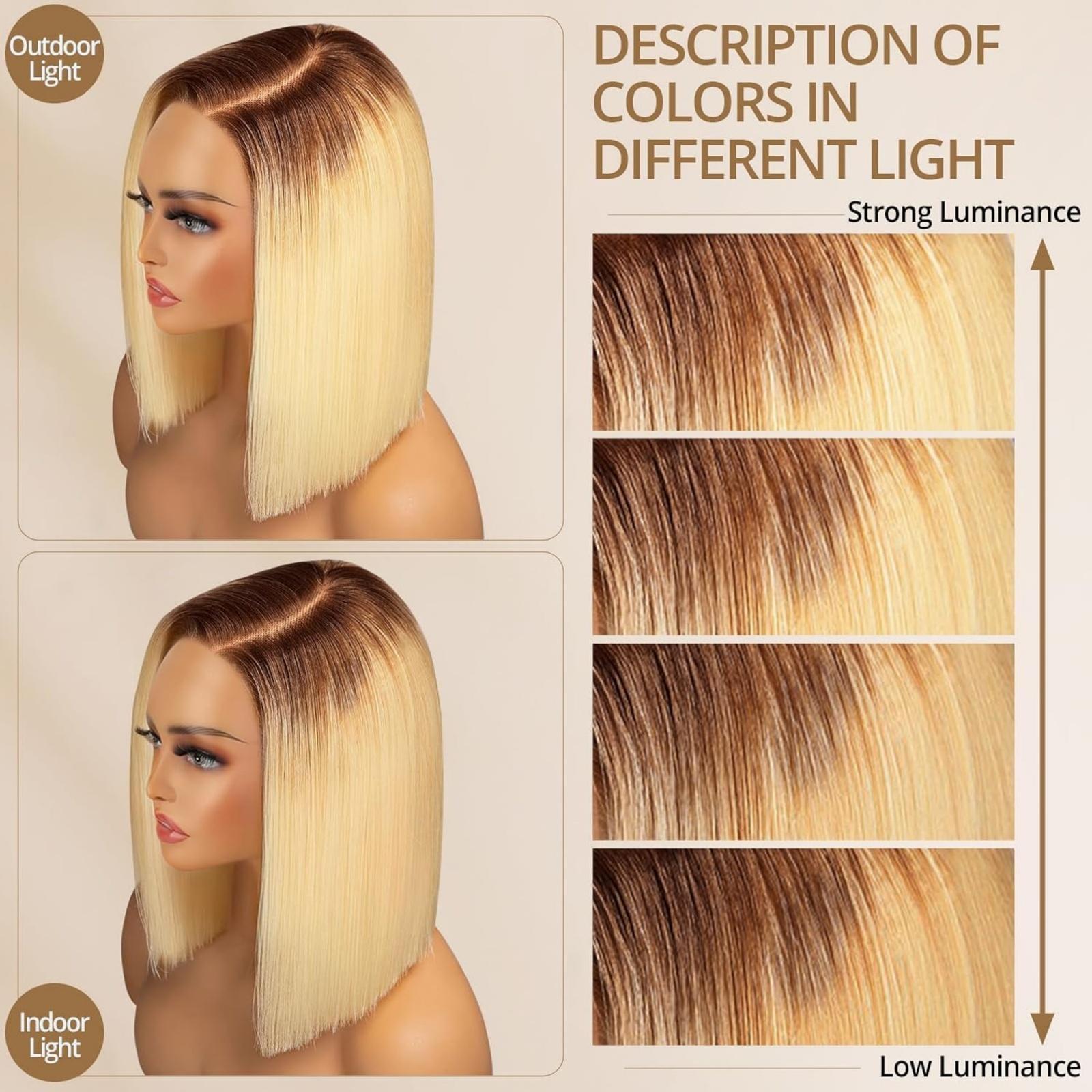 [Spring Musts] Wiggins Hair 4/613 Bob Wig Human Hair Straight Blonde Lace Closure Wig Pre Cut Lace Glueless Wigs Lace Closure Wig With Pre Plucked Hairline WeeklyDeals #SpringStatements