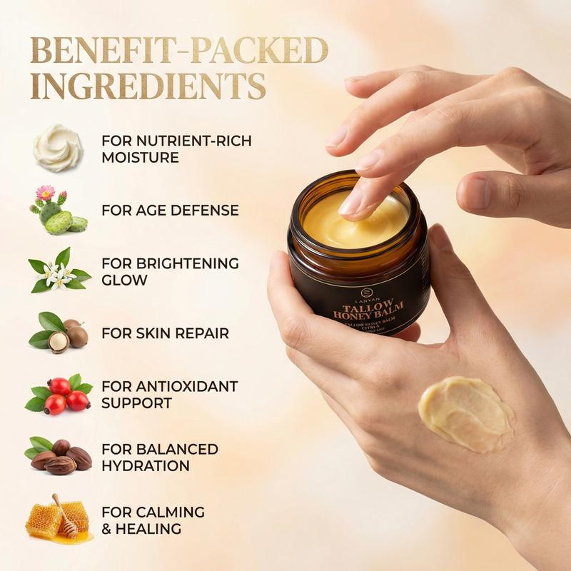 【2 PCS】 Beef Tallow for Skin, Beef Tallow for Face, Hydrating Tallow Balm with Raw Honey and Beeswax, Grass-Fed Beef Tallow & Raw Wild Honey Blend, Body & Face Moisturizer, Natural Formula, Light Scent