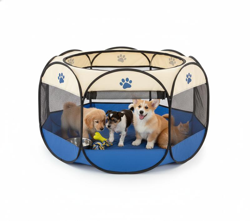 PETMAKER Pop-Up Pet Playpen with Carrying Case - Portable Indoor/Outdoor Playpen for Pets Up to 25 lbs - Removable Roof - 31-1/2"L x 31-1/2"W x 22"H