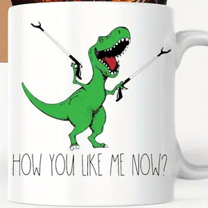 Funny Dinosaur Pattern Coffee Mug with Do You Like Me Now Print 11oz Microwave and Dishwasher Safe Novelty Cup