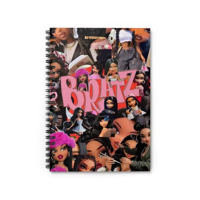 Bratz Doll Collage Spiral Notebook, Y2K Baddie Aesthetic Journal, Pink Fashion Doll Writing Notebook, Cute Retro 2000s School Journal, Gift for Teen Girls & Women