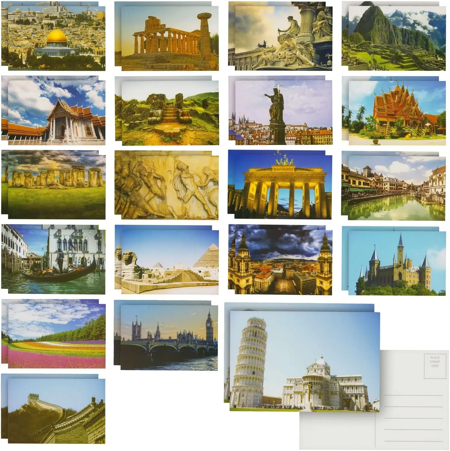 BEST PAPER GREETINGS Postcard Pack - Travel Postcards for Mailing - World Map Greeting Cards from Different Countries - 4 X 6 In, 40 Count, 20 Designs Juvale