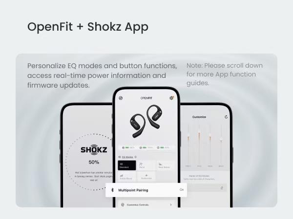 SHOKZ OpenFit - Open-Ear Wireless Bluetooth Headphones with Microphone, Sweat Resistant, Fast Charging,28HRS Playtime,Compatible with iPhone & Android