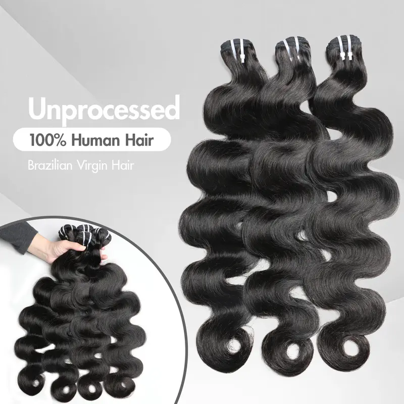 Unisex 12A Grade Human Hair Bundles - 95g-105g Per Unit, Wave & Straight, Natural Black, 12-32 In, 1/2/3/4 Units Available, Machine Double Weft, No Shedding, No Tangling, Dyeable, Bleachable, Wholesale for Quick Weave Hairstyles