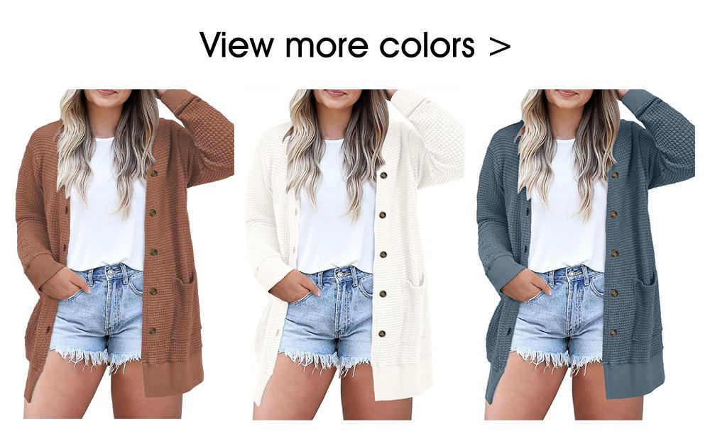 Aleumdr Women's Plus Size Cardigans Casual Long Sleeve Waffle Knit Front Button Tops 1X-5X Soft Breathable Stretchy Skin-Friendly Comfortable Everyday Wear  Knitwear Womenswear Shirts Blouses Basic SpringStatements