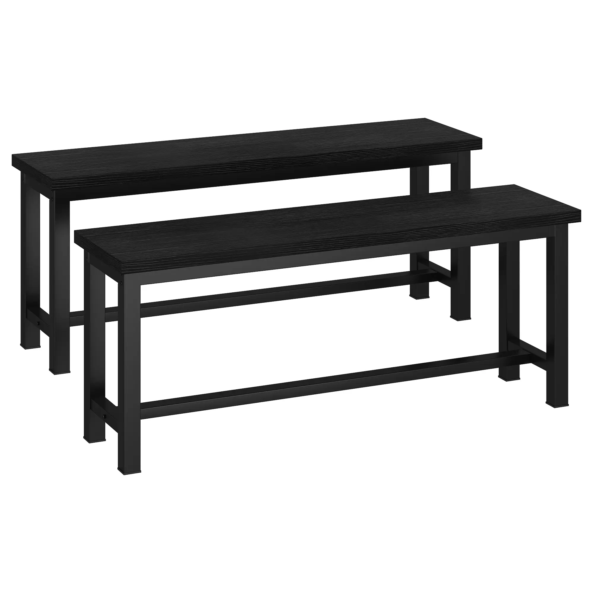DKLGG Industrial Oak & Particleboard Top Armless Dining Benches - 2-Pack, 39" Long Sturdy Metal-Legged Space Saver with Footrest, Clean Design, 250 lbs Capacity, Seats 2 Each for Dining Room, Kitchen