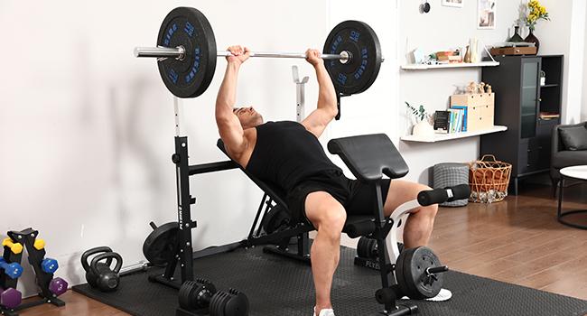 FLYBIRD Olympic Weight Bench – 900 lbs Weight Capacity, Bench Press Set with Preacher Curl Pad & Leg Extension, Full-Body Strength Training Equipment for Home Gym