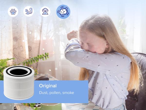 LEVOIT Core 300 Air Purifier Replacement Filter, 3-In-1 Filter, Efficiency Activated Carbon, Core300-RF, 1 Pack, White