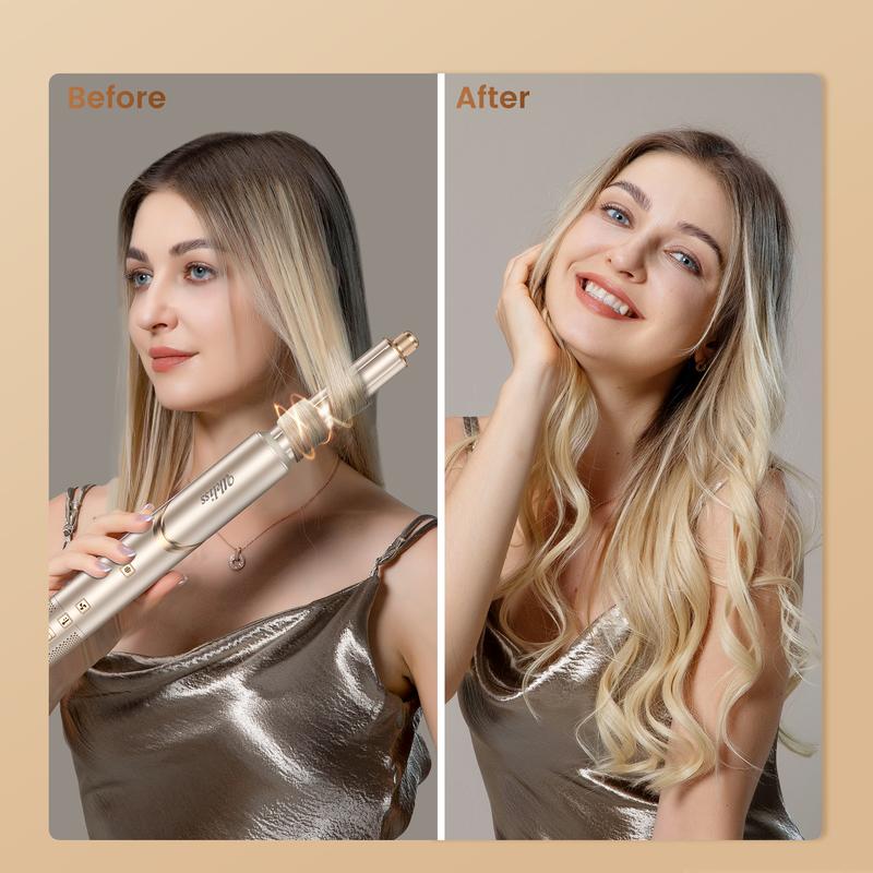 UKLISS FusionAir DIY HairStyler Champagne Gold 90-Day Free Trial & Refund 2 Year Warranty 110000RPM HairCurler + HairStraightener + HairDryer + HotAirBrush + LowTemperatureHairCare + NegativeIons + BlowoutBoost + HairDiffuser + Fluffier