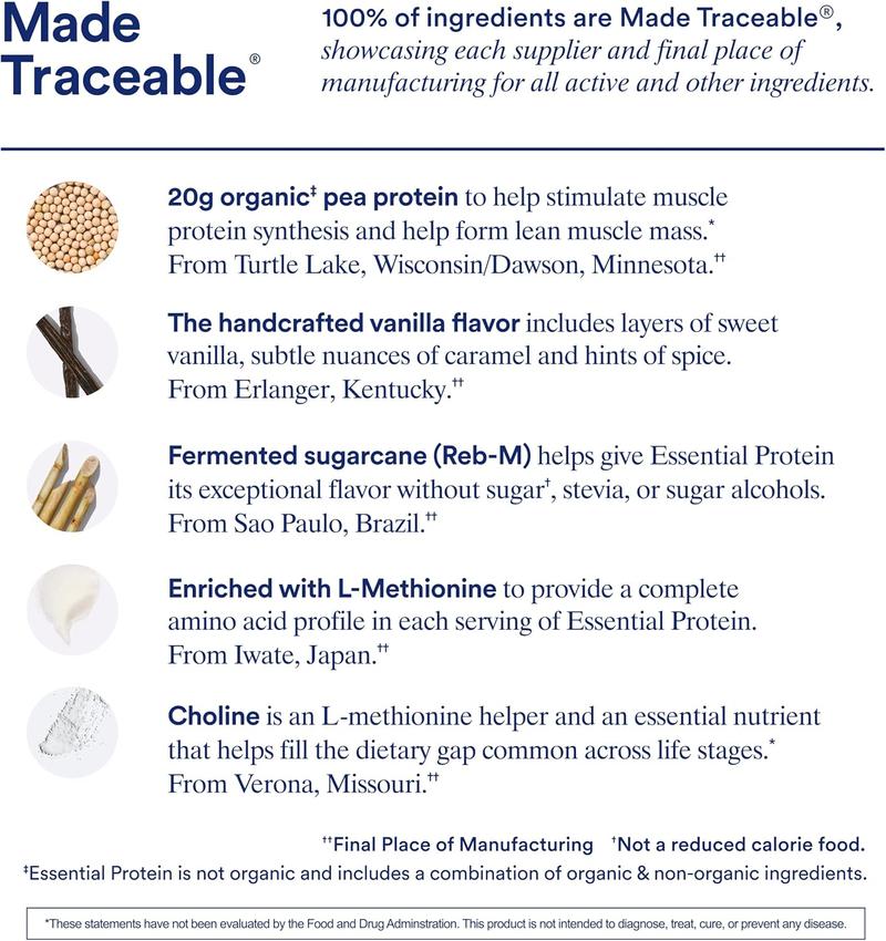 Ritual Prenatal Vegan Plant Based Protein Powder: Choline to Support Pregnancy, Postpartum, & Lactation, 20g Organic Pea Protein from Regenerative Farms in USA, Sugar Free†, Vanilla, 1 Lbs