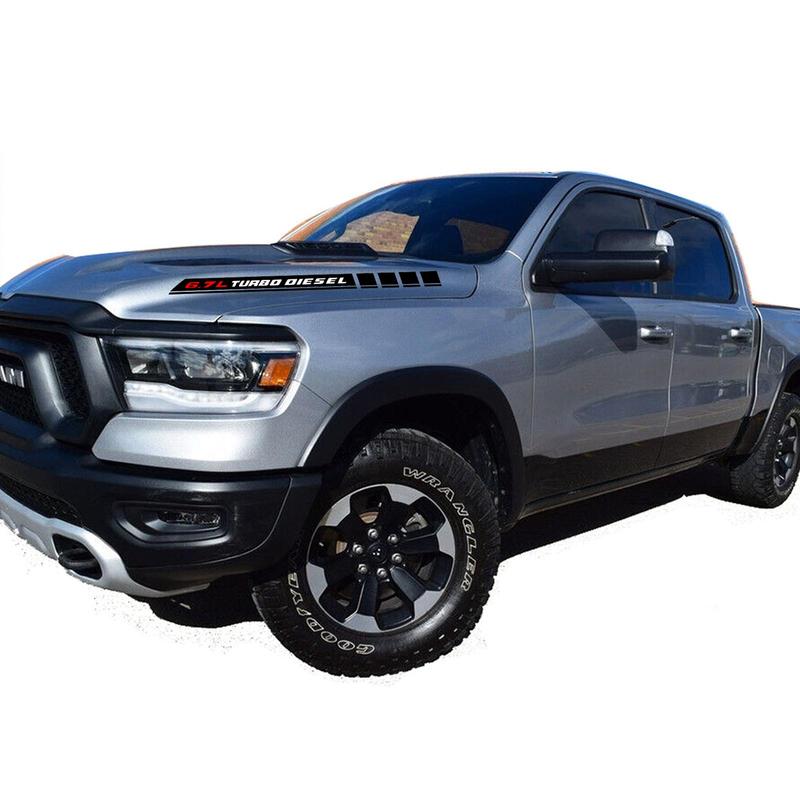 2 PCS 6.7L Turbo Diesel Pickup Truck Engine Hood Decals Car Sticker For Dodge Ram 1500 2500 3500
