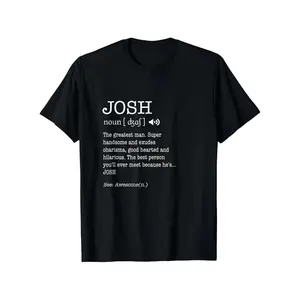 Funny Josh Definition Unisex T-Shirt - 100% Soft Casual Tee with Phonetic Lettering, Pronunciation Guide, Retro Streetwear Design - Humorous Men's/Women's Gift (Sizes S-XXXL) - Black with White Print, Round Neck, Short Sleeve