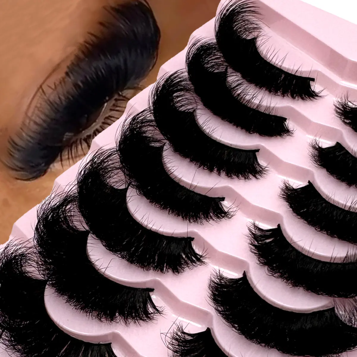 New 8-25 mm lashes 8 Pairs 3D Mink Natural Messy Faux Mink False Lashes With Luxurious Volume For Dramatic Look Reusable And Easy Application High Quality Eyelashes Magnetic Eyelashes Kit Cosmetic