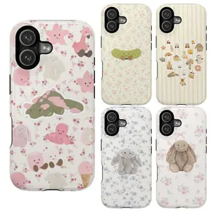 Cute Jelly Cat Pastel Phone Case Aesthetic Flower Bunny Collection Soft Girl Coquette Style Protective Cover High Quality Printfor iPhone 17 16 15 14 13 12 SE Max