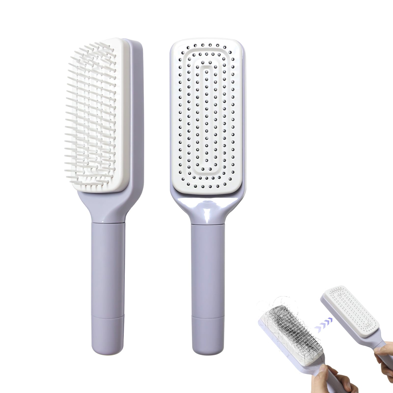 Self Cleaning Hair Brush,Rotating Retractable Comb, Innovative Design, Can Easily Clean Broken Hair Residue, Suitable ffor People/Pets/Blankets/Brush