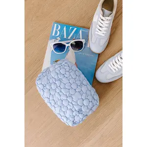 Flora Pop Puffer Cosmetic Bag in Sky Blue