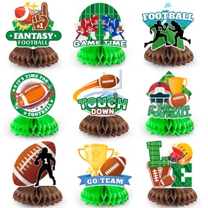 Football Honeycomb Centerpiece, 9 Pcs Football Rugby Honeycomb Centerpieces/Football Themed Honeycomb Table Centerpieces/Football Table Honeycomb Centerpieces for Football Party Decorations Supplies