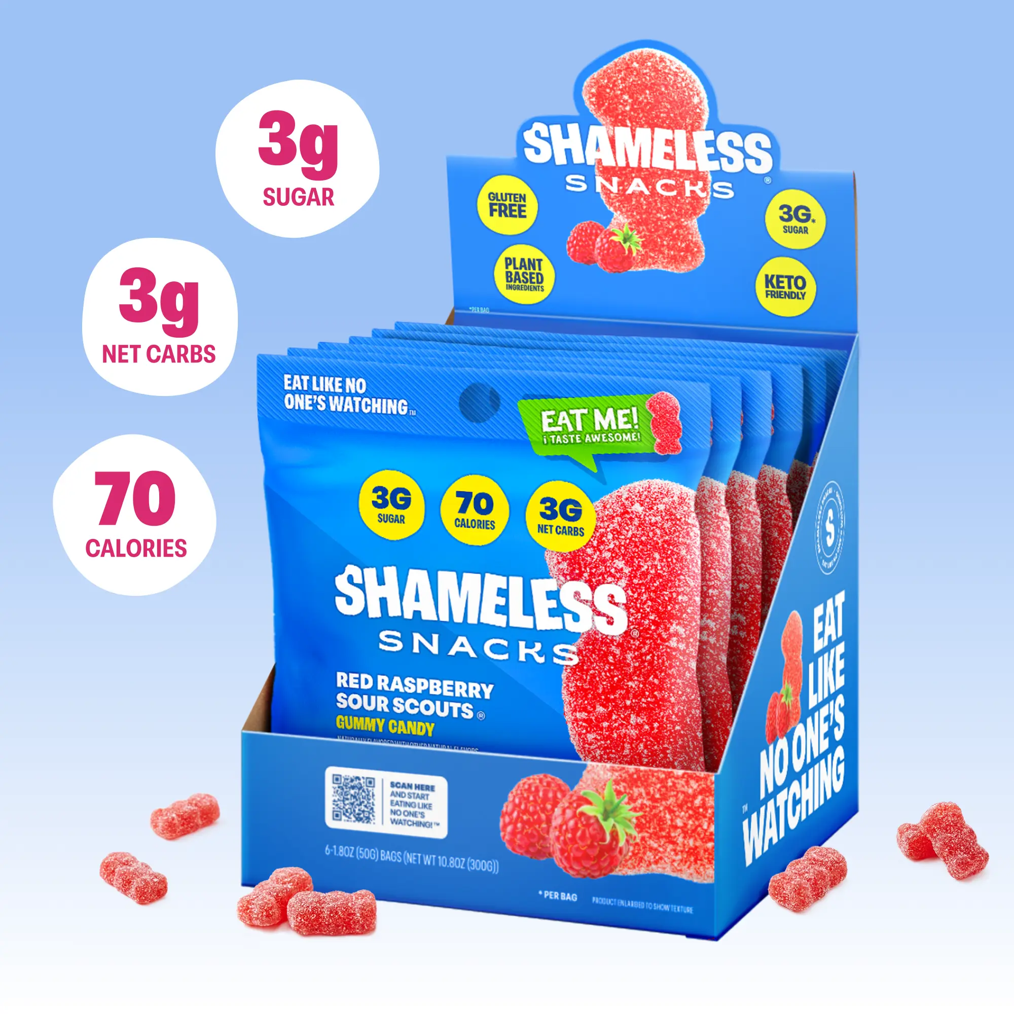 Raspberry Sour Scouts Candy Snack Sweet - Low Sugar, Carb, & Calorie Indulgence Bonbon Fruity Bonbon Fruity Gummy Treats
