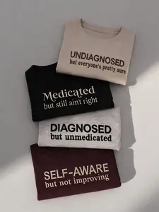 Bestie Embroidered Sweatshirts Set, Embroidered Undiagnosed & Medicated Quote Sweatshirt, Funny Matching Best Friends T-shirt, Adult Humor Shirt, Sarcastic, Funny Sarcasm Sweatshirt, Christmas gift