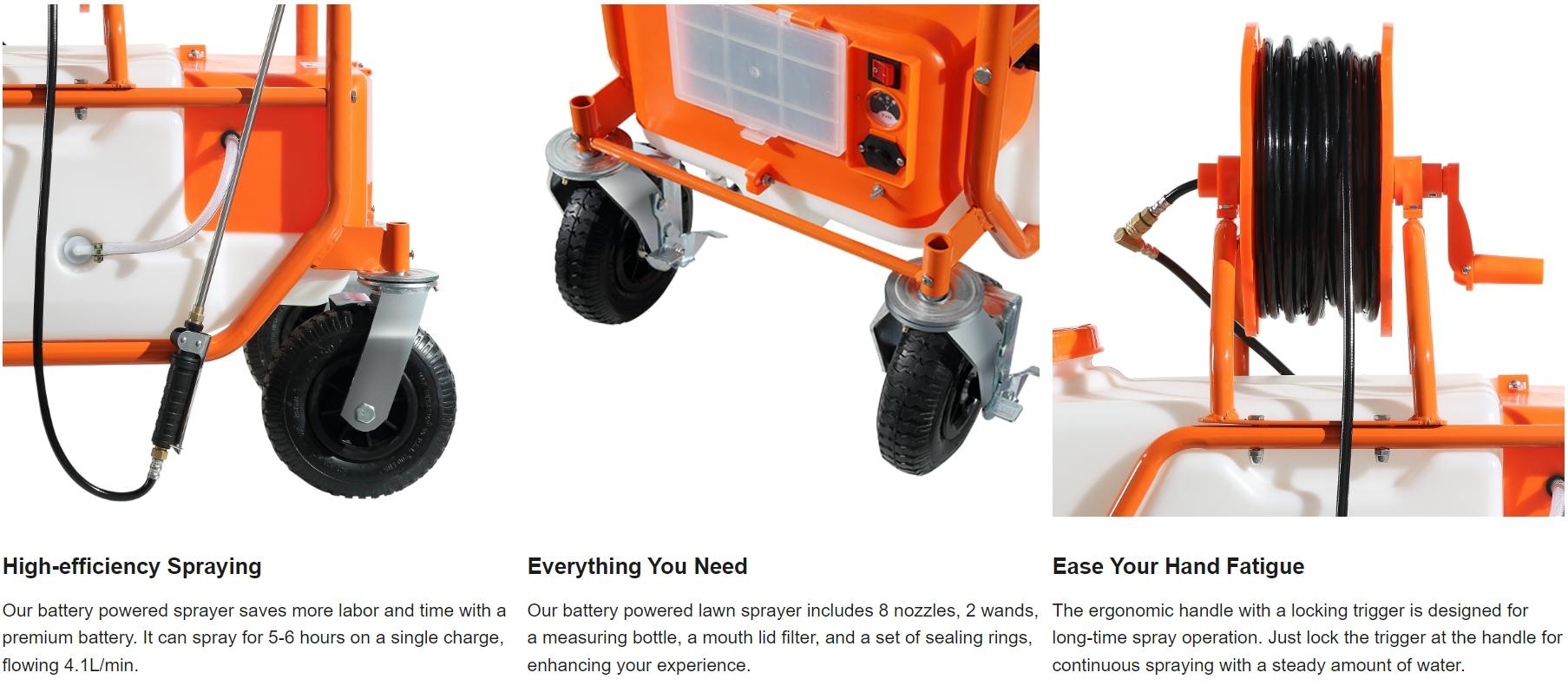 VEVOR Battery Powered Lawn Sprayer on Wheel, TikTokShopBlackFriday, 0-90 PSI Adjustable Pressure, 15 Gallon Tank, Cart Sprayer with 8 Nozzles and 2 Wands, 12V 12Ah Battery, Wide Mouth Lid for Weeding, Spraying