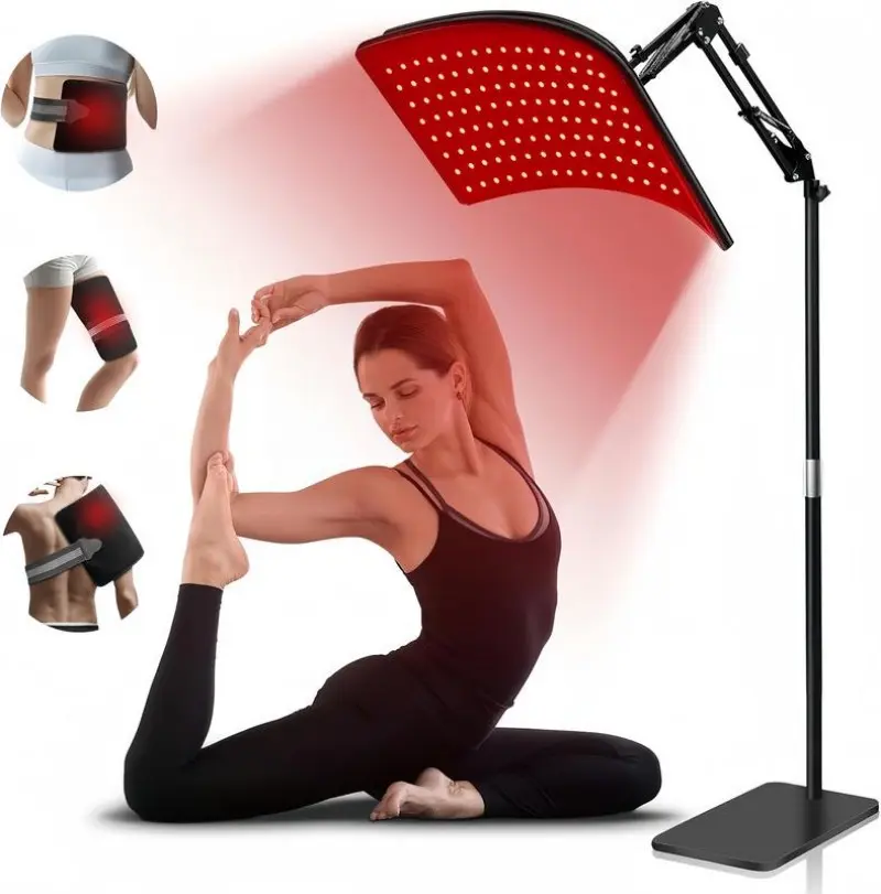 Red Light Therapy Panel with Stand, Full Body LED Therapy Device for Muscle Recovery, Face Skin Care, Workout Recovery & Home Wellness, Detachable Red Light Panel